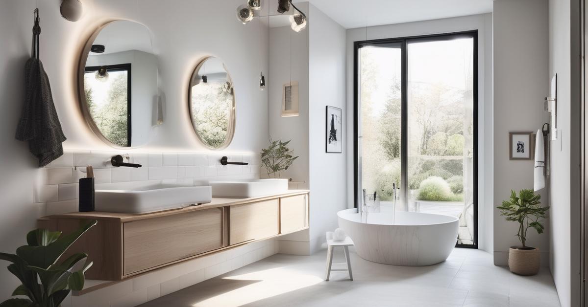 Minimalistyczny prysznic walk-in w małej łazience w stylu skandynawskim.
