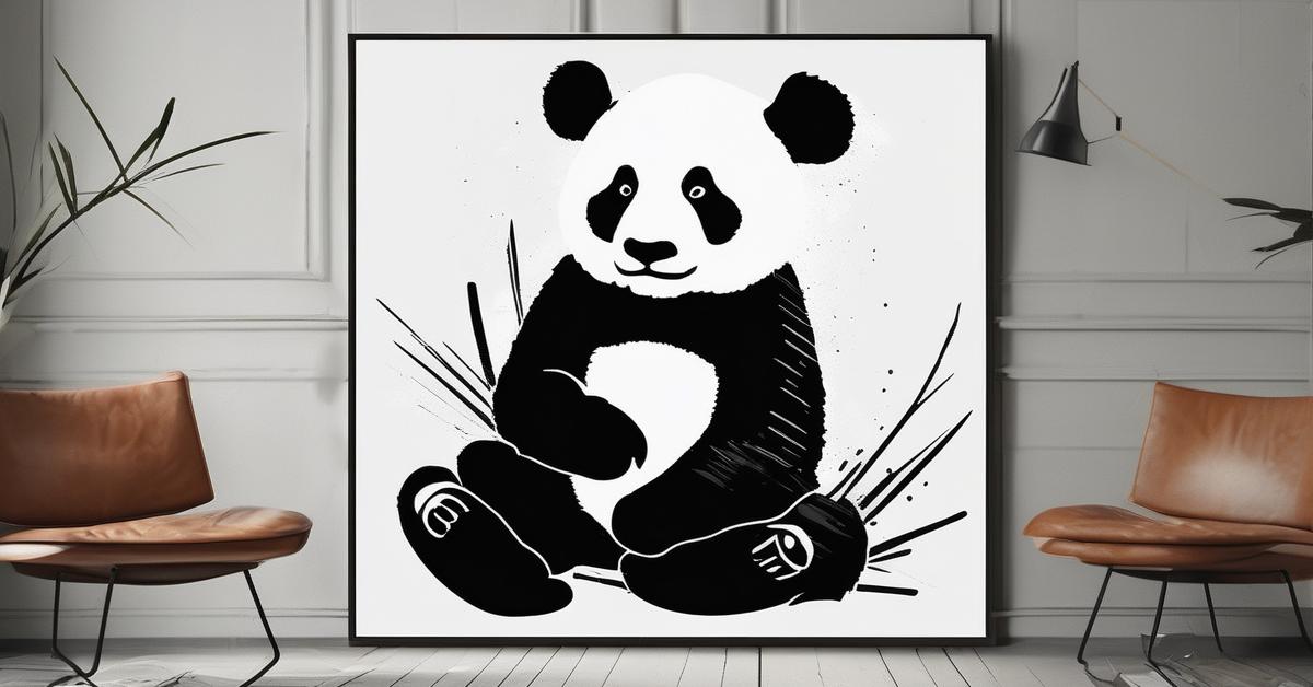 Panda wielka spokojnie spożywająca bambus w swoim naturalnym środowisku.