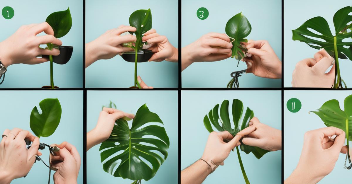 Porównanie wzorów variegacji na liściach różnych odmian Monstera Variegata: 'Albo', 'Borsigiana', 'Albomarginata'.