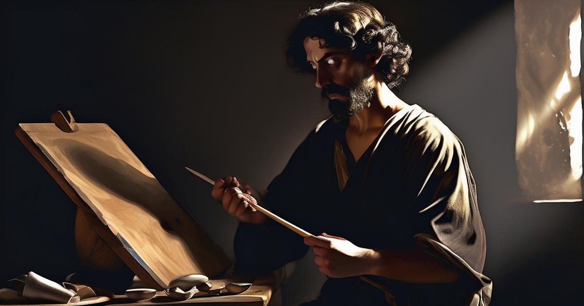 Dawid z głową Goliata pędzla Caravaggia - bliski portret wyrażający współczucie.